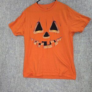 Halloween Pumpkin Face T-Shirt Large Orange Way To Celebrate! Cotton Polyester